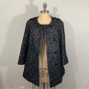 Express Black and White Tweed Swing Pea Coat
